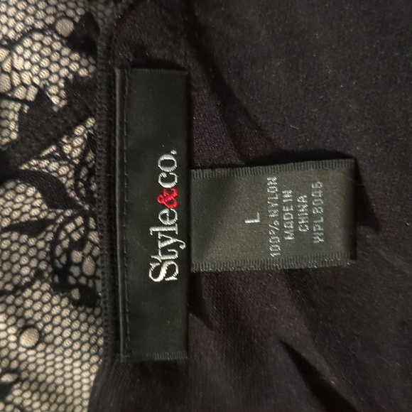 Style & Company Lace Illusion and Leopard Print Tiered A-Line Dress Size L - Picture 5 of 6